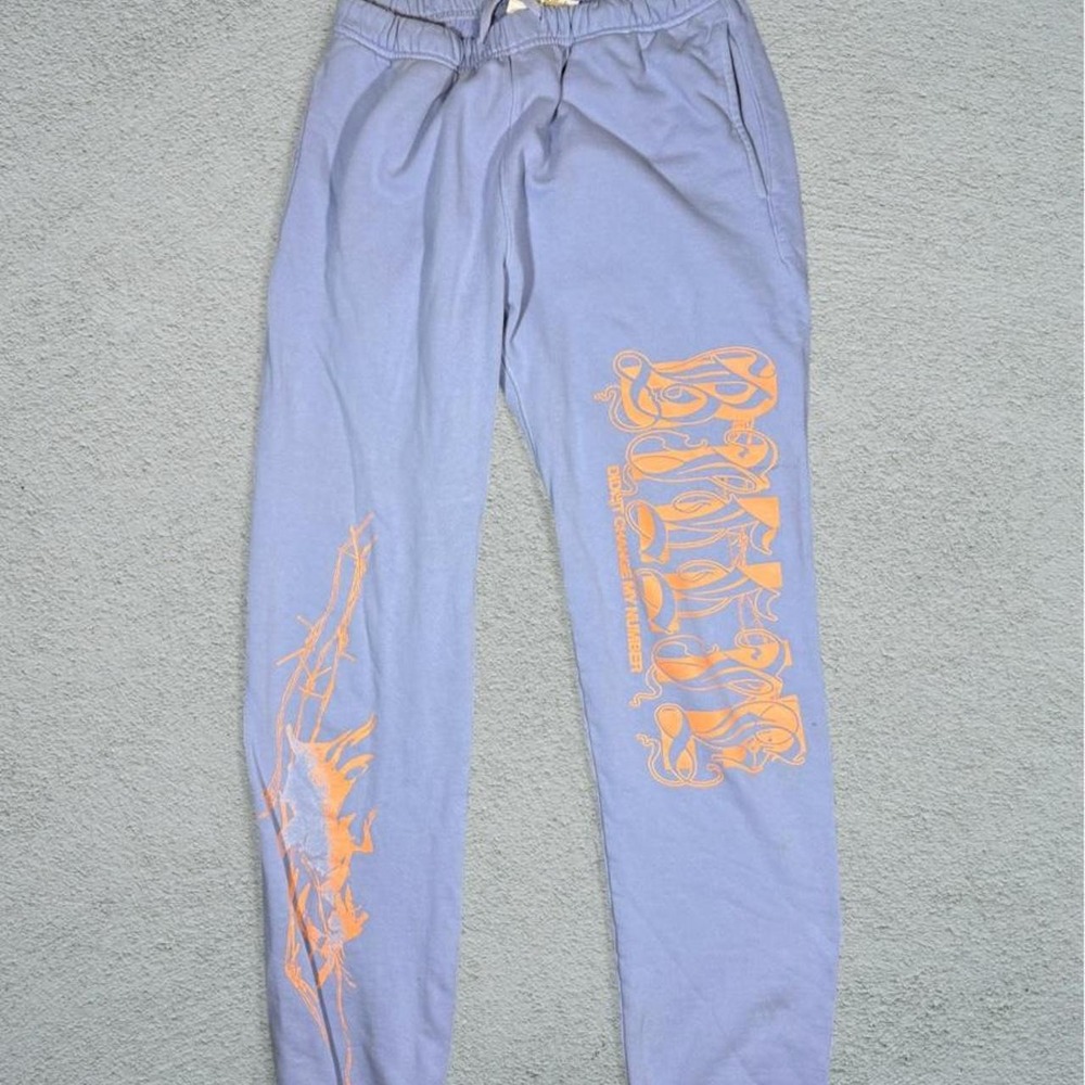 Billie Eilish Didnt Change My Number Graphic Sweatpants Purple Blue Medium